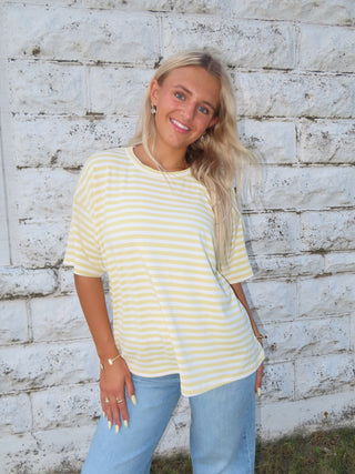 Yellow Short Round Neck Oversized Tee Shirt