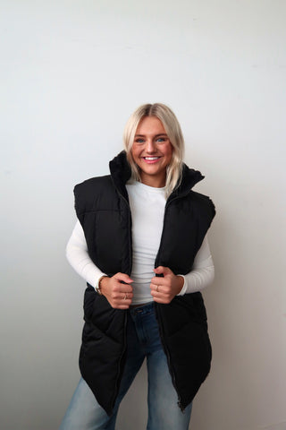 Black Reversible Oversized Puffer Vest