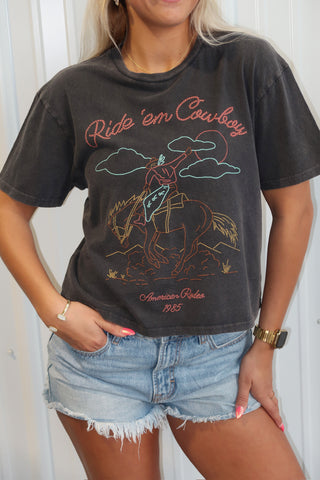 “Ride ‘em Cowboy” Cropped Graphic Tee