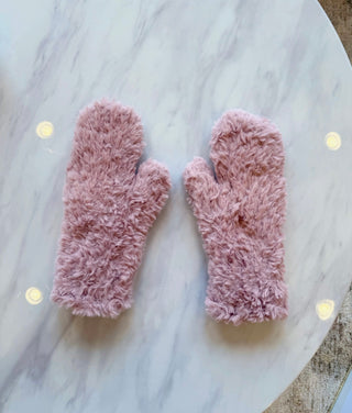 Pink Fur Convertible Mittens