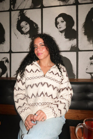 Zig Zag Half Zip Sweater