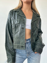 Load image into Gallery viewer, Dark Green Leather Jacket
