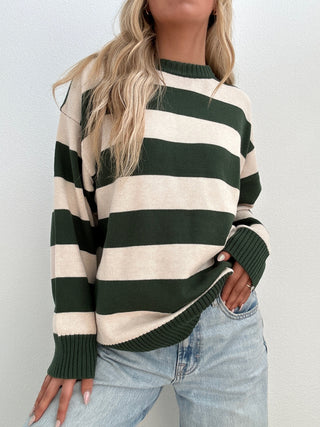 Green And Ivory Stripe Sweater