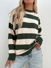 Load image into Gallery viewer, Green And Ivory Stripe Sweater
