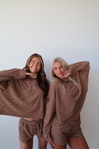 Cozy Brown Striped Long Sleeve
