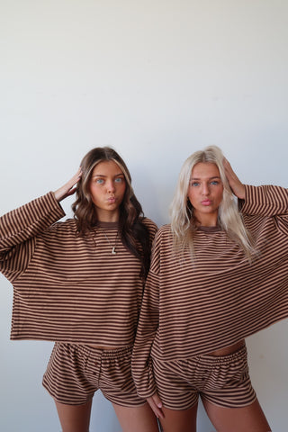 Cozy Brown Striped Shorts