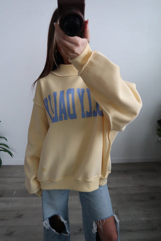 Pale Yellow & baby Blue "Dilly Dally" Mock Neck