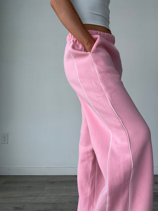 Pink Staple Low Rise Side Stripe Wide Leg Sweatpants