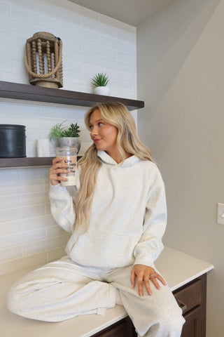 Heather White Staple Oversized Hoodie