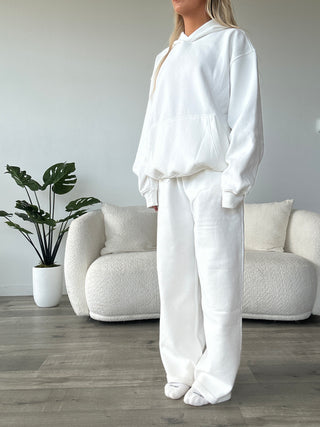 Long White Staple Wide Leg Sweatpants