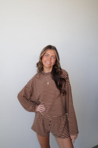 Cozy Brown Striped Long Sleeve