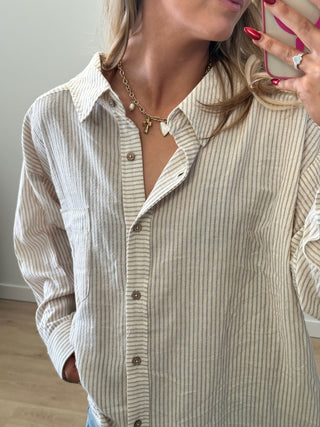 Tan Striped Button Down