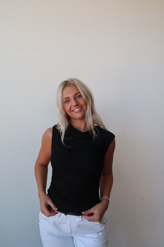 Black Mesh Sleeveless Top