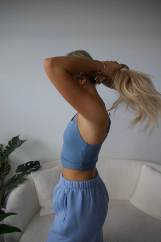 Dusty Blue Butter Soft Cropped Tank Top