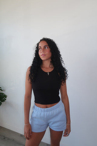 Black High Neck Cropped Tank