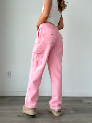 Regular Staple Pink Cargo Wide Leg Sweatpants