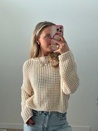 Cropped Open Knit Sweater