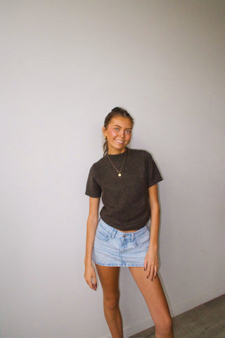 Short Sleeve Brown Sweater