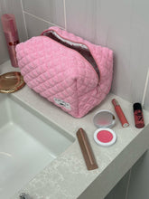 Load image into Gallery viewer, Pink Quilted Makeup Bag
