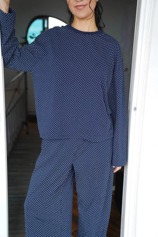 Navy Blue Polka Dot Long Sleeve