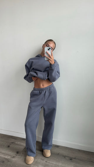 Regular French Blue Staple Wide Leg Sweatpants