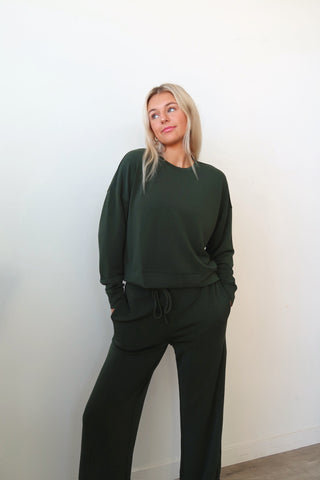 Deep Forest Butter Soft Dropped Shoulder Crew Neck