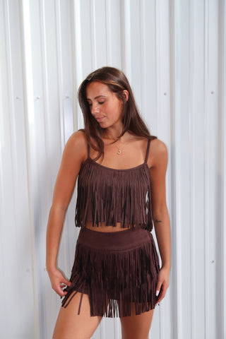 Brown Fringe Skirt