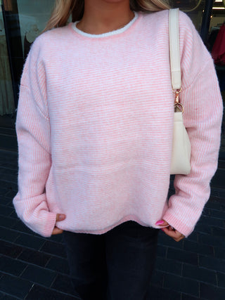Pink & White Striped Sweater