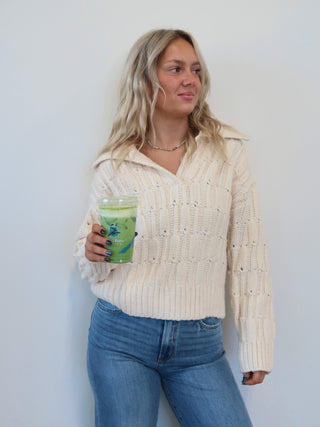V-Neck Chunky Knit Sweater