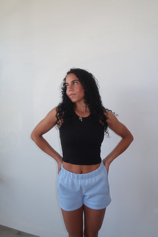 Black High Neck Cropped Tank
