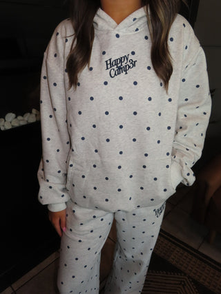 Happy Camp3r Heather Gray Polka Dot Appliqué Hoodie