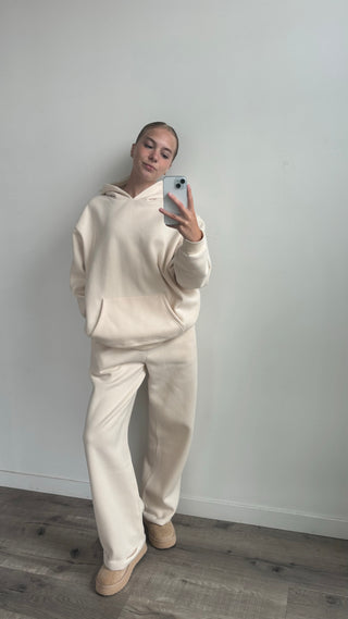 Regular Cream Staple Wide Leg Sweatpants