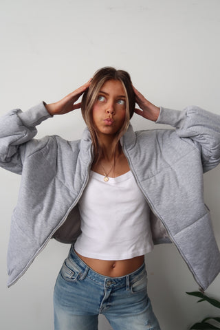 Heather Grey Puffer Jacket