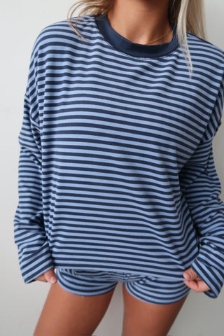 Cozy Blue Striped Long Sleeve