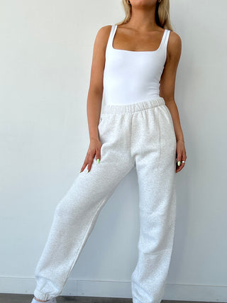 Heather White Staple Joggers