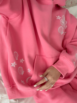 Pink Tropical Embroider Hoodie