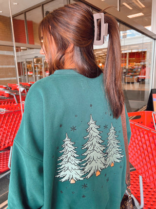 Green Christmas Tree Embroider Crewneck