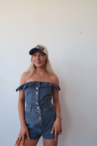 Denim Off The Shoulder Romper