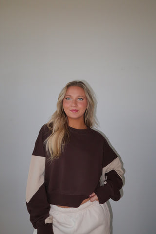 Espresso/Bone Color Block Sweatshirt