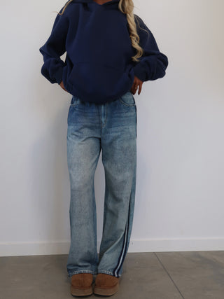 Faux Denim Track Pants