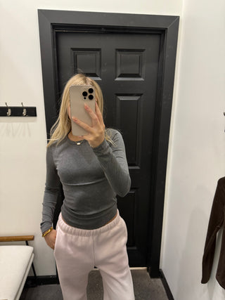 Charcoal Long Sleeve Jersey T-Shirt