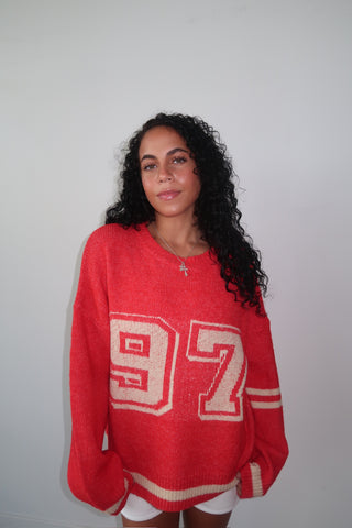 Cozy Knit “97” Varsity Pullover