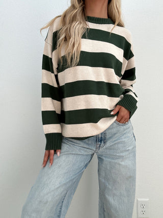 Green And Ivory Stripe Sweater