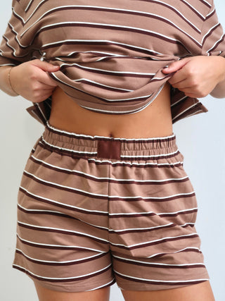 Brown/Espresso Striped Lounge Shorts