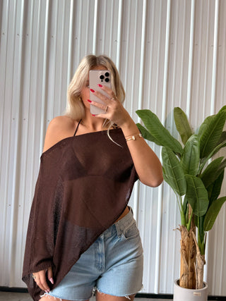 Brown Mesh Shawl