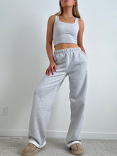 Load image into Gallery viewer, Long Light Heather Grey Staple Wide Leg Sweatpants
