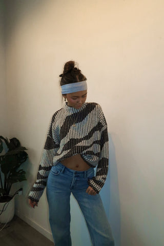 Brown & Cream Mock Neck Sweater