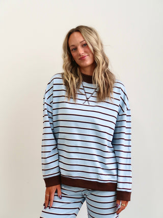 Blue/Brown Striped Mockneck