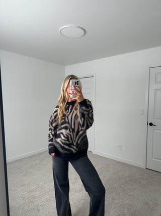 Oversized Zebra Print Sweater