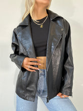 Load image into Gallery viewer, Black Faux Leather Moto Jacket

